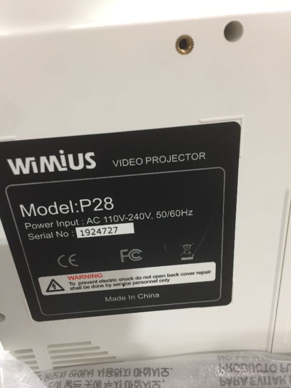 Photo 2 of WIMIUS VIDEO PROJECTOR - P28
