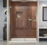 Photo 1 of DreamLine Elegance 58-in to 60-in W x 72-in H Frameless Pivot Brushed Nickel Alcove Shower Door (Clear Glass)
