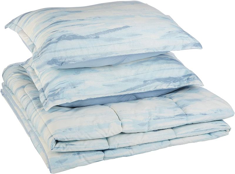 Photo 1 of AmazonBasics Comforter Set, Full/Queen, Blue Watercolor, Microfiber, Ultra-Soft
