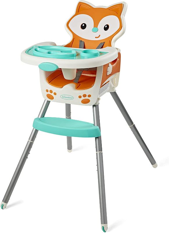 Photo 1 of Infantino 4-in-1 Highchair - Space-Saving, Multi-Stage Booster and Toddler Chair with Multi-use Meal mat and Dishwasher-Safe Tray, in a Fox-Themed Design
