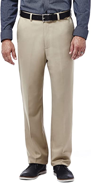 Photo 1 of Haggar Men's Cool 18 Stria Hidden Expandable Waistband Plain Front Pant 44x32