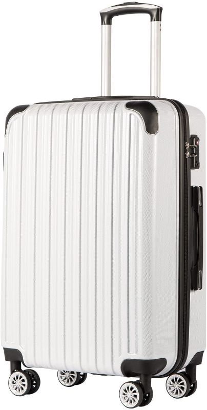 Photo 1 of Coolife Luggage Expandable(only 28") Suitcase PC+ABS Spinner 20in 24in 28in Carry on (white grid new, S(20in)_carry on