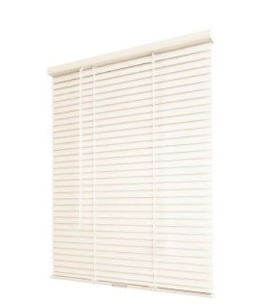 Photo 1 of 4pk Hampton Bay Alabaster Cordless Room Darkening 1 in. Vinyl Mini Blind for Window or Door - 23 in. W x 48 in. L