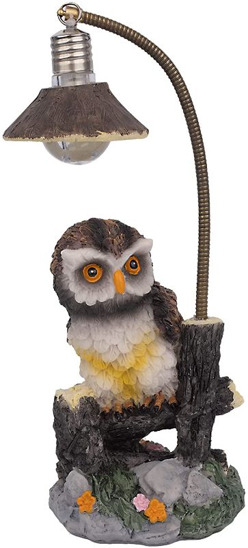 Photo 1 of ZJNDJL Resin Owl Sculpture Statue with Night Light, 9" Creative Ornaments Home Decoration Office Desktop Furnishing Crafts Gifts for Friend Family Animal Lovers Birthday Present (Gray+White)