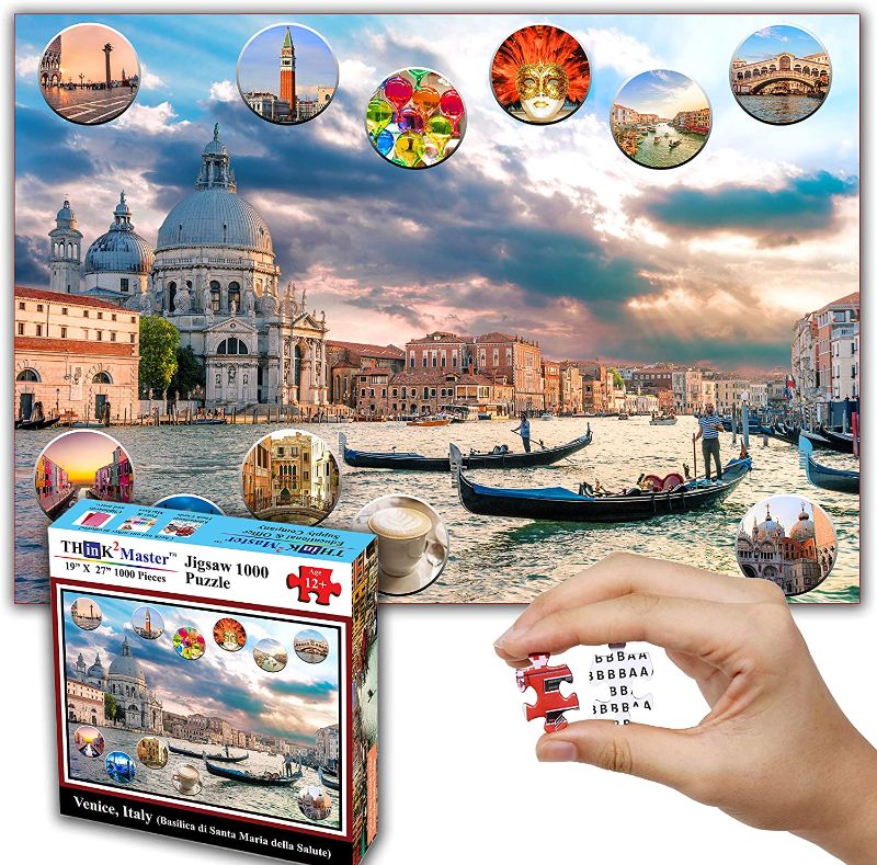 Photo 1 of Think2Master Venice, Italy 1000 Pieces Jigsaw Puzzle for Kids 12+, Teens, Adults & Families. Finished Puzzle Size of This European Travel Destination is 26.8” X 18.9”