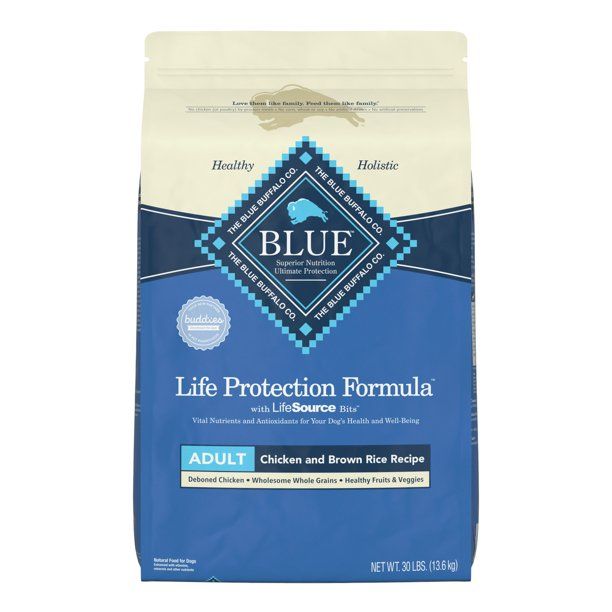 Photo 1 of Blue Buffalo Life Protection Formula Chicken and Brown Rice Dry Dog Food for Adult Dogs, Whole Grain, 30 lb. Bag--- best by 05-may-2022
