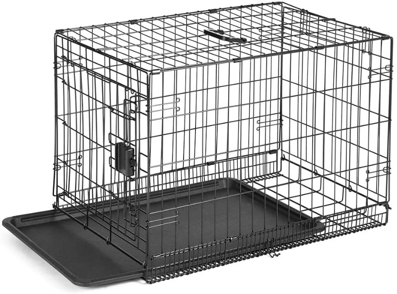 Photo 1 of Amazon Basics Foldable Metal Wire Dog Crate with Tray, Single or 36", Black