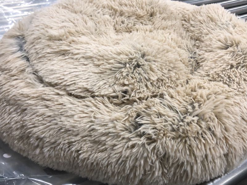 Photo 2 of Best Friends by Sheri The Original Calming Donut Cat and Dog Bed in Shag Fur Taupe, Small 23x23
