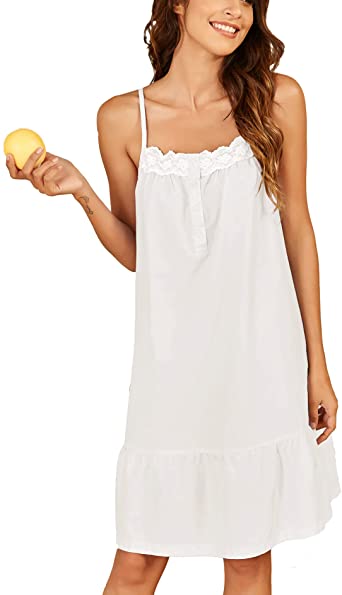 Photo 1 of Ekouaer Sleepwear Sleeveless Nightgown for Women Cotton Sleep Dress Victorian Sleepshirt Strap Gown Size Medium
