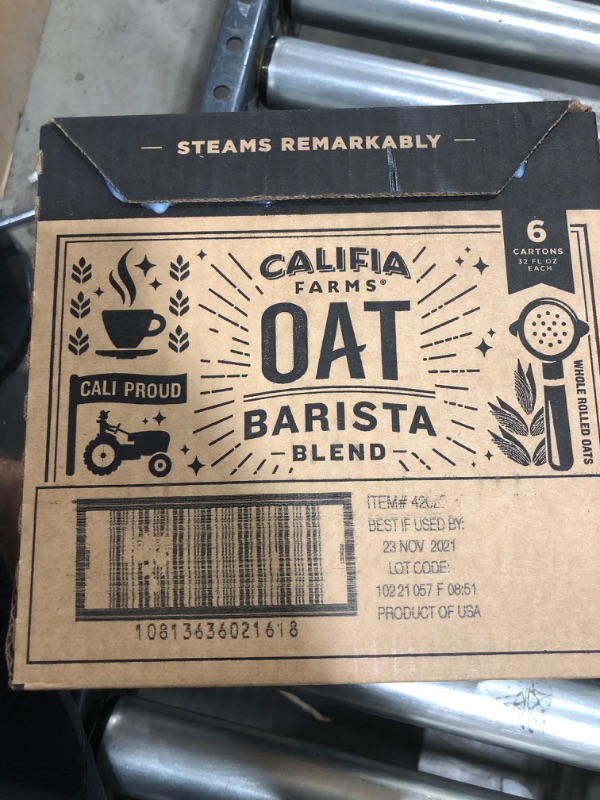 Photo 2 of Califia Farms - Oat Milk, Unsweetened Barista Blend, 32 Fl Oz (Pack of 6) | Shelf Stable | Non Dairy Milk | Creamer | Vegan | Plant Based | Gluten-Free | Non-GMO BB: 11/23/2021