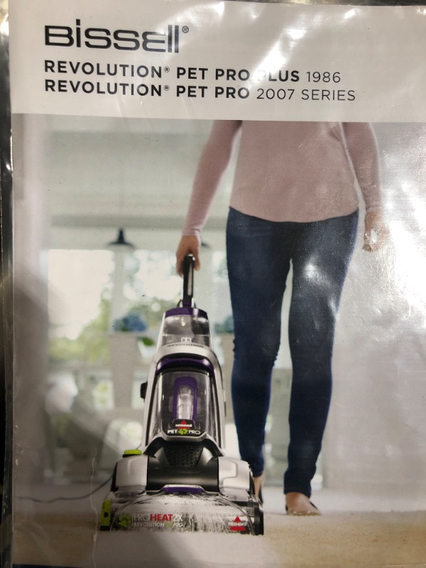 Photo 1 of Bissell ProHeat 2X Revolution Max Clean Pet Pro Full-Size Carpet Cleaner, 1986, with Antibacterial Formula and Bonus 3" Tough Stain Tool

