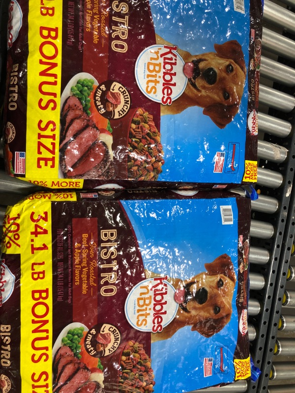 Photo 2 of 2 Pack!!! Kibbles 'n Bits Bistro Oven Roasted Beef Flavor Bonus Bag Dry Dog Food 34.1 Lb
