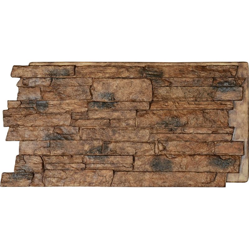 Photo 1 of 49-INCH W X 25 1/2-INCH H X 1 1/4-INCH D ACADIA LEDGE STACKED STONE, STONEWALL FAUX STONE SIDING PANEL, CANYON BROWN
