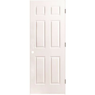 Photo 1 of 36 in. x 80 in. Textured 6-Panel Primed White Right Handed Hollow Core Composite Single Prehung Interior Door
