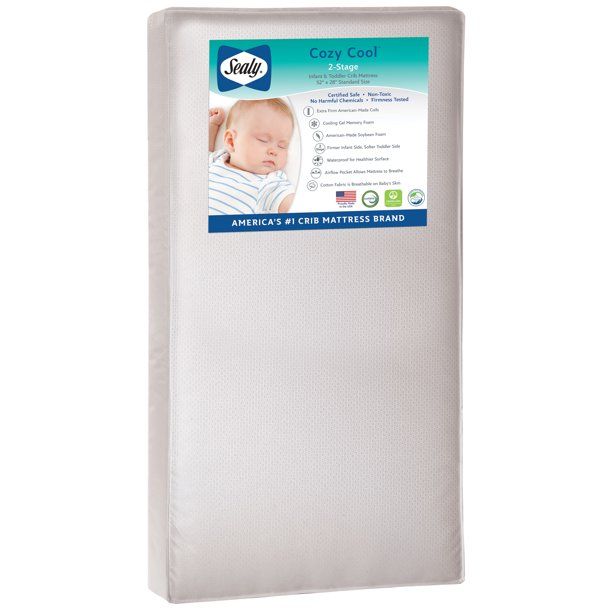 Photo 1 of Sealy Cozy Cool Hybrid 2-Stage Coil and Gel Crib/Toddler Mattress