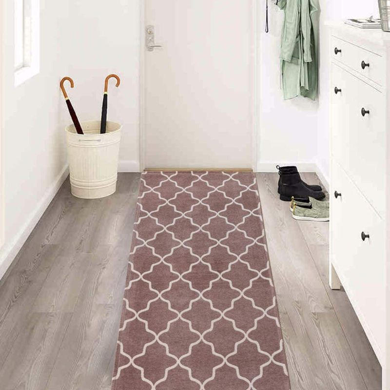 Photo 1 of Carvapet Non-Slip Floorcover Modern Design Indoor Carpet Moroccan Trellis Area Rug, Coffee, 2.3'x6'
