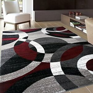 Photo 1 of Contemporary Modern Circles Abstract Area Rug 3'3" x 5'3" Red