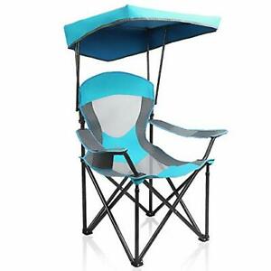 Photo 1 of ALPHA CAMP Heavy Duty Canopy Lounge Chair Sunshade Hiking Travel Chair with Cup Holder Enamel Blue
