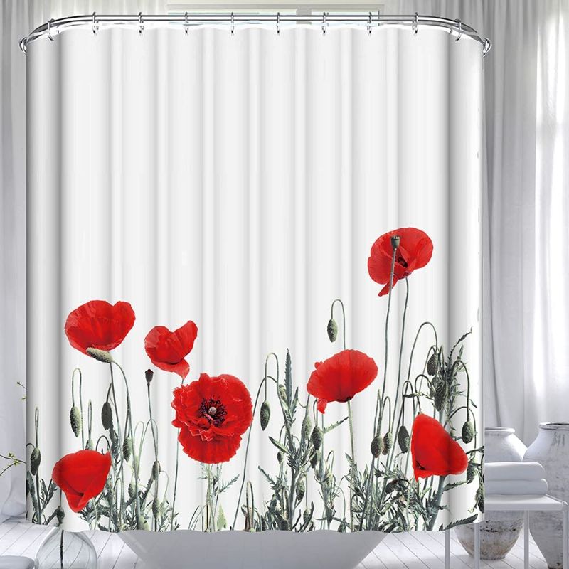 Photo 1 of Bssay Floral Shower Curtain Botanical Shower Curtain Leaves Shower Curtain, Waterproof, Durable, Washable, Quick Dry Polyester Fabric Bathroom Accessories, Shower Curtains with 12 Hooks(71 x 71 inch)
