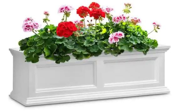 Photo 1 of 36 in. x 11 in. White Plastic Window Box
