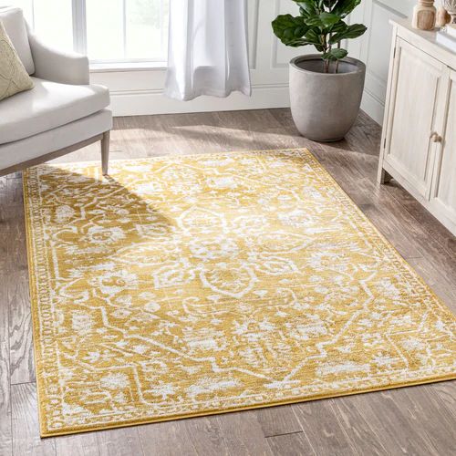 Photo 1 of Disa Vintage Medallion Gold Soft Rug By Chill Rugs, 5 FOOT 3 INCHES X 7 FOOT 3 INCHES

