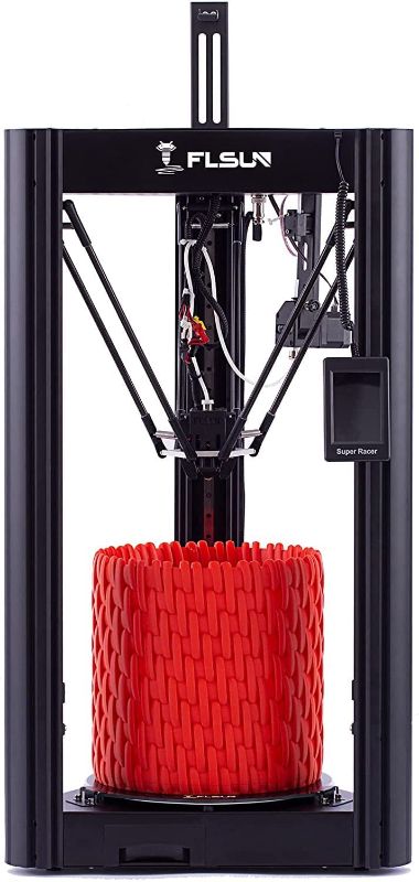 Photo 1 of FLSUN 3D Printer Super Racer Fastest 200mm/s 6000+ Acceleration Printing Speed FDM Delta 3D Printers Pre-Assembly with Auto-Leveling 1.75mm PLA Printing Size 10.2x10.2x13 Inch
