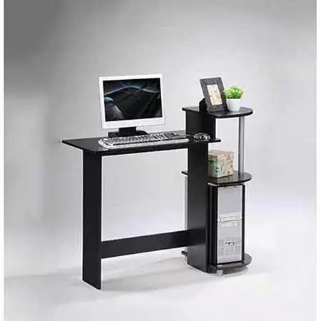 Photo 1 of Furinno 11181BK/GY Compact Computer Desk, Black/Grey