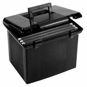 Photo 1 of Pendaflex Portable File Box with File Rails, Hinged Lid with Double Latch Closure, Black