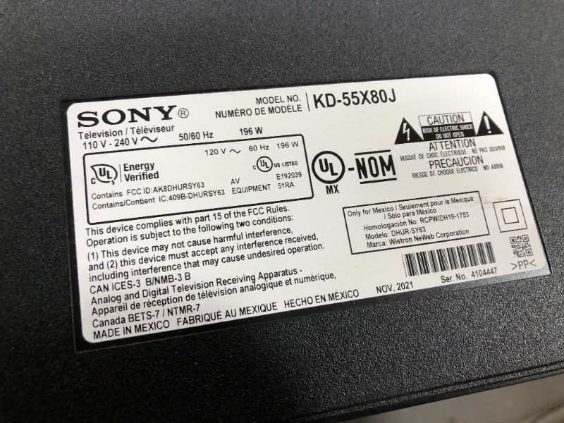 Photo 1 of Sony X80J 55 Inch TV: 4K Ultra HD LED Smart Google TV with Dolby Vision HDR and Alexa Compatibility KD55X80J- 2021 Model
