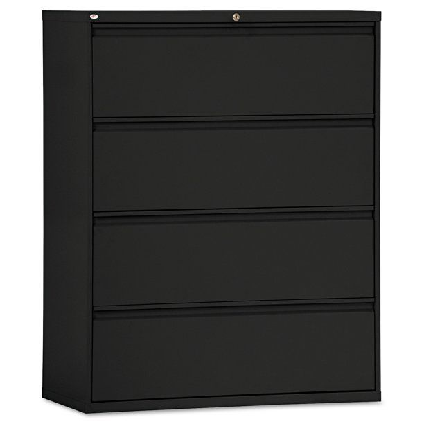 Photo 1 of 4 Drawers Lateral Lockable Filing Cabinet, Black, 36 X 19 X 53 INCHES