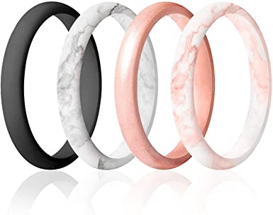 Photo 1 of ROQ Silicone Wedding Ring for Women, Affordable Thin Line and Point Stackable Silicone Rubber Wedding Bands SIZE 13