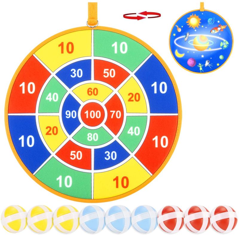 Photo 2 of Double Sided Dart Board for Kids with 9 Sticky Balls, Fidget Toys for Boys Girls, Easter Basket Stuffers Gifts Kids, Pop Learning Toys for Autistic Autism ADHD Chilren