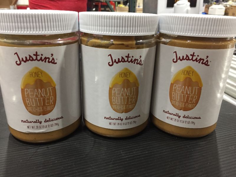 Photo 3 of 3 PACK Justin's Honey Peanut Butter, No Stir, Gluten-free, Non-GMO, Responsibly Sourced, 28 Ounce Jar

EXPIRES 5/2022