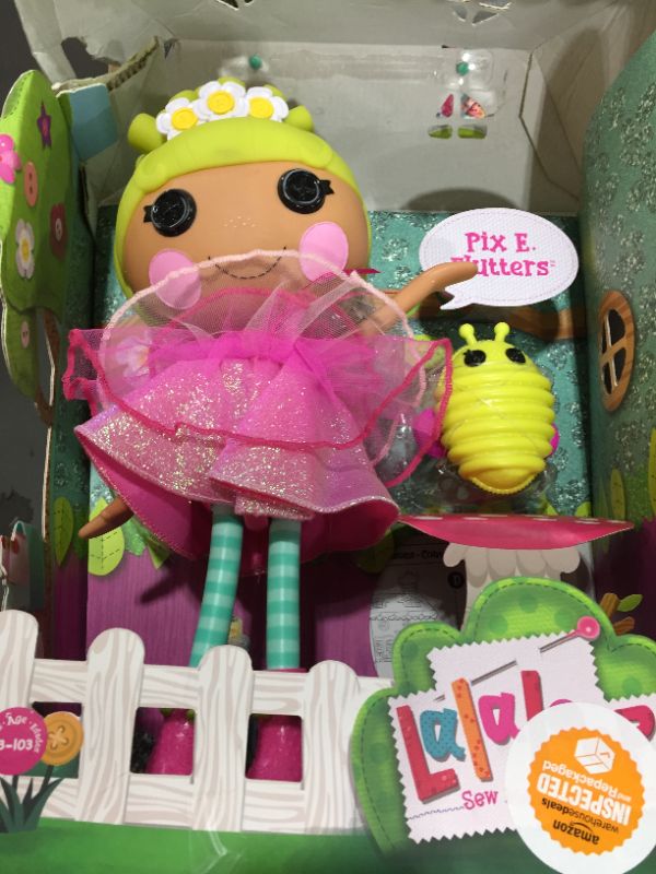 Photo 2 of Lalaloopsy Doll- Pix E. Flutters & Pet Firefly, 13" Fairy Doll with Florescent Yellow Hair, Pink Outfit & Accessories, Reusable House Playset- Gifts for Kids, Toys for Girls