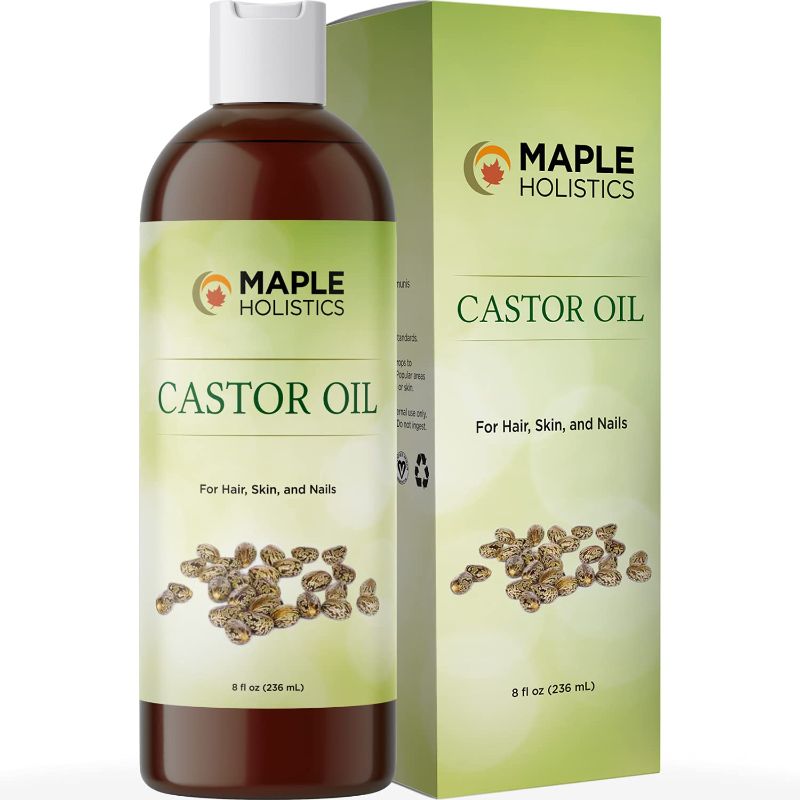 Photo 1 of Castor Oil for Hair Skin and Nails - Pure Cold Pressed Castor Oil for Eyelashes Eyebrows - Nourishing Emollient and Humectant Moisturizer for Dry Skin Care and Carrier Oil for Essential Oils Mixing