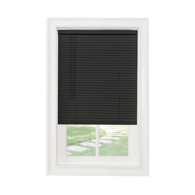 Photo 1 of Achim GII Morningstar 1-in Slat Width 32-in x 64-in Cordless Black Vinyl Light Filtering Mini Blinds, 2 PACK