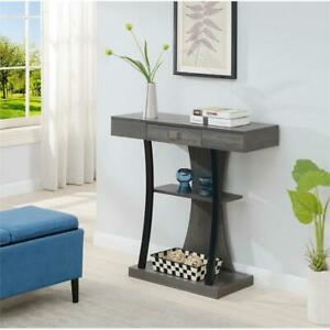 Photo 1 of Convenience Concepts Newport 1 Drawer Harri Console Table with Shelves, Charcoal Gray
