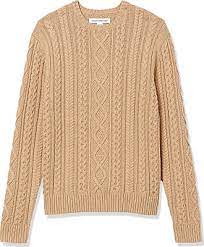 Photo 1 of AMAZON ESSENTIALS CABLE SWEATER, CAMEL, SIZE XL