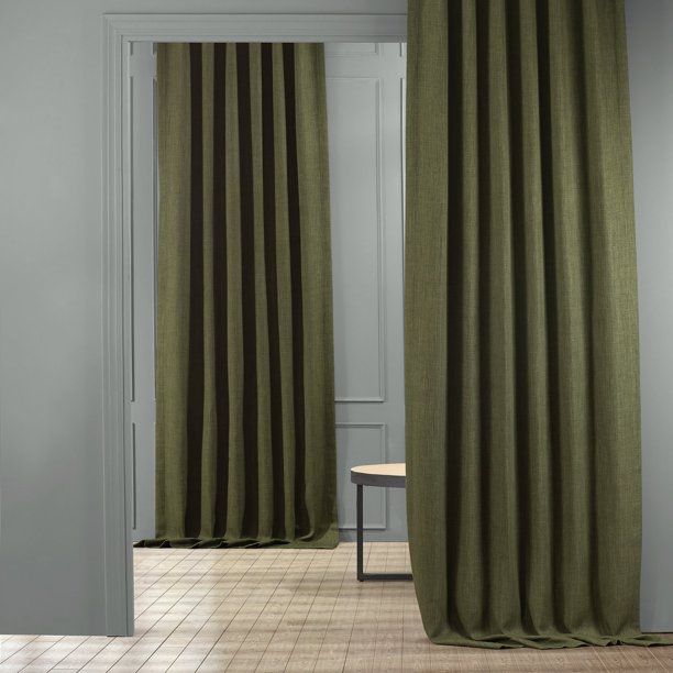 Photo 1 of Exclusive Fabrics Faux Linen Room Darkening Curtain(1 Panel) tuscany green 50 X 96 96 Inches