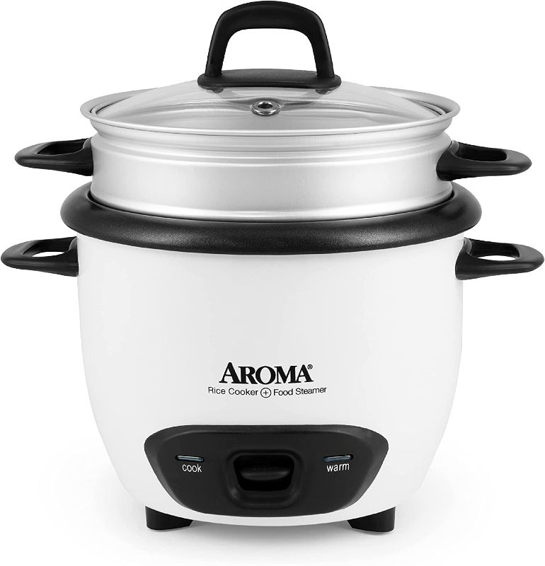 Photo 1 of Aroma Housewares 6-Cup (Cooked) (3-Cup Uncooked) Pot Style Rice Cooker and Food Steamer (ARC-743-1NG), White