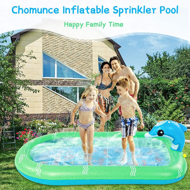 Photo 1 of Chomunce Splash Pad for Kids Inflatable Sprinkler Pool Outdoor Water Toys for Kid Ages 4-8 Summer Swimming Outside 3-in-1 Upgraded Spray Mat Birthday Gifts for 1 2 3 4 5 6 7 Years Old Boys and Girls