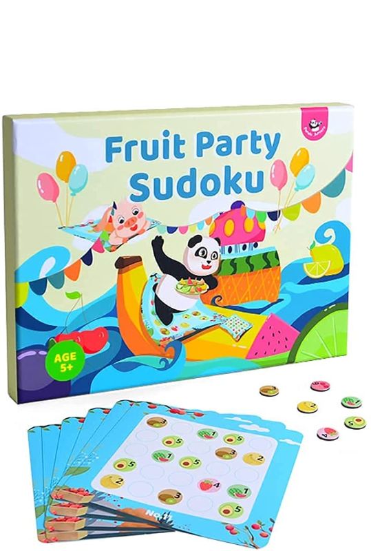 Photo 1 of Panda Juniors Magnetic Fruit Party Sudoku, Puzzle Board Brain Games, 30 Pieces, 5X5,6X6, Ages 5+
