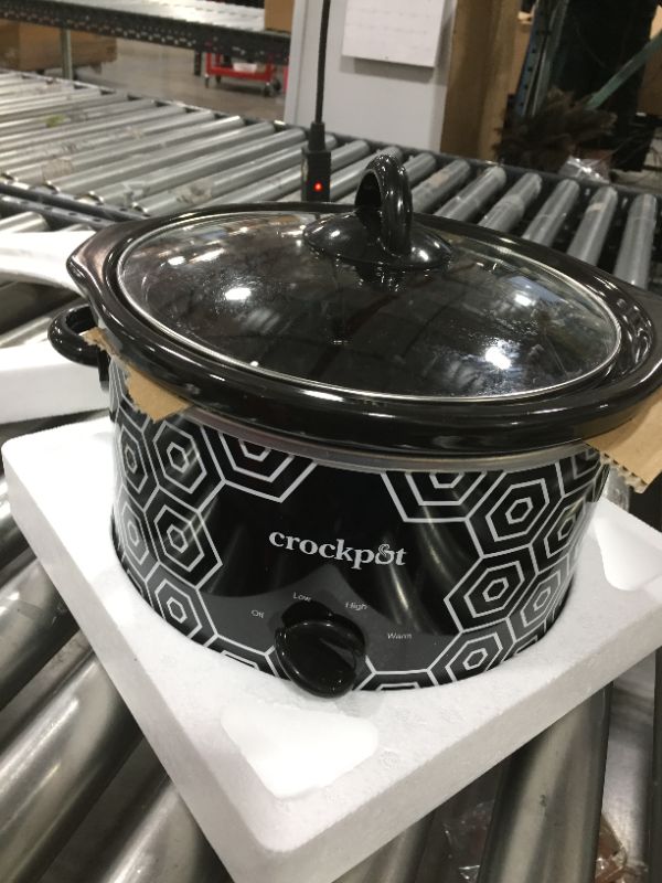 Photo 2 of Crockpot Round Slow Cooker, 4.5 quart, Black & White Pattern (SCR450-HX)
