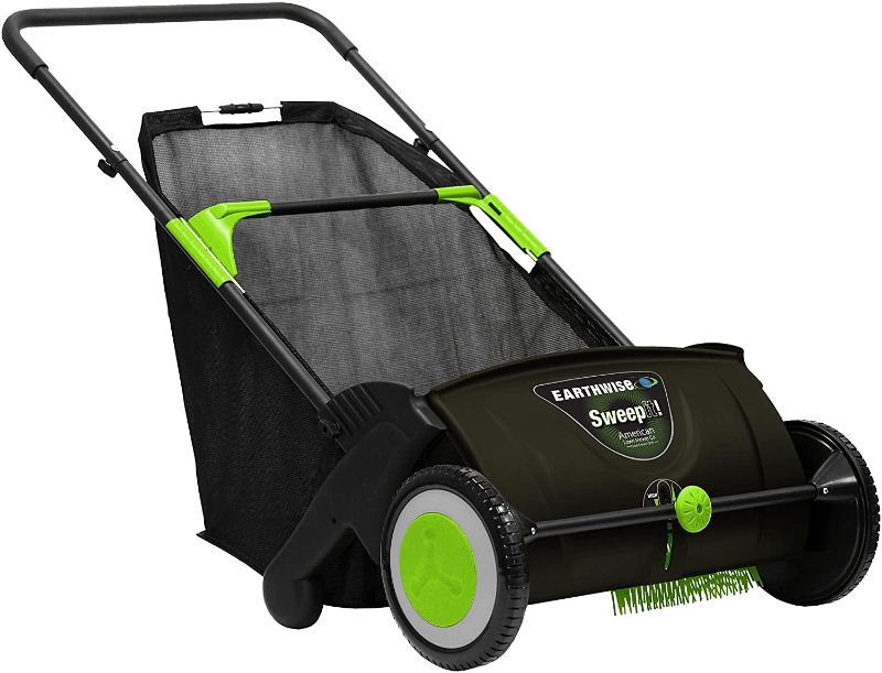 Photo 1 of Earthwise LSW70021 21-Inch Leaf & Grass Push Lawn Sweeper, Width, Black
