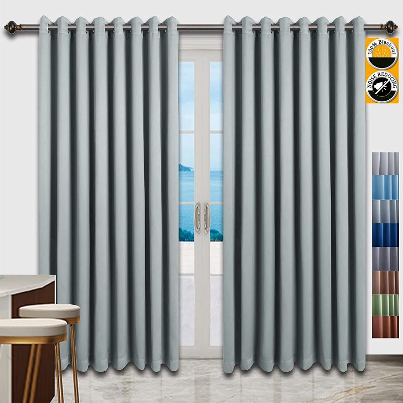 Photo 1 of 100% Blackout Curtains for Bedroom/Living Room/Terrace Doors, Curtains 84 inches Long Grey,Wide Curtains(104 x 84 inches, 1 Panel),MAIHAI
