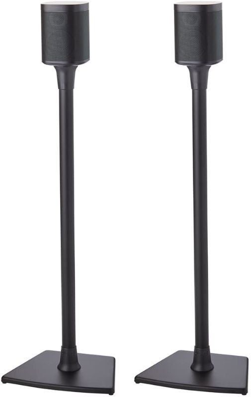 Photo 1 of Sanus Wireless Sonos Speaker Stand for Sonos One, Play:1, Play:3 - Audio-Enhancing Design with Built-in Cable Management - Pair (Black) - WSS22-B1
