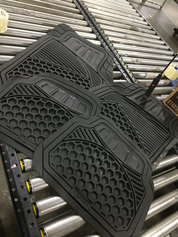 Photo 1 of Amazon Basics 4-Piece Thick Flexible Rubber Car Floor Mat, Black
