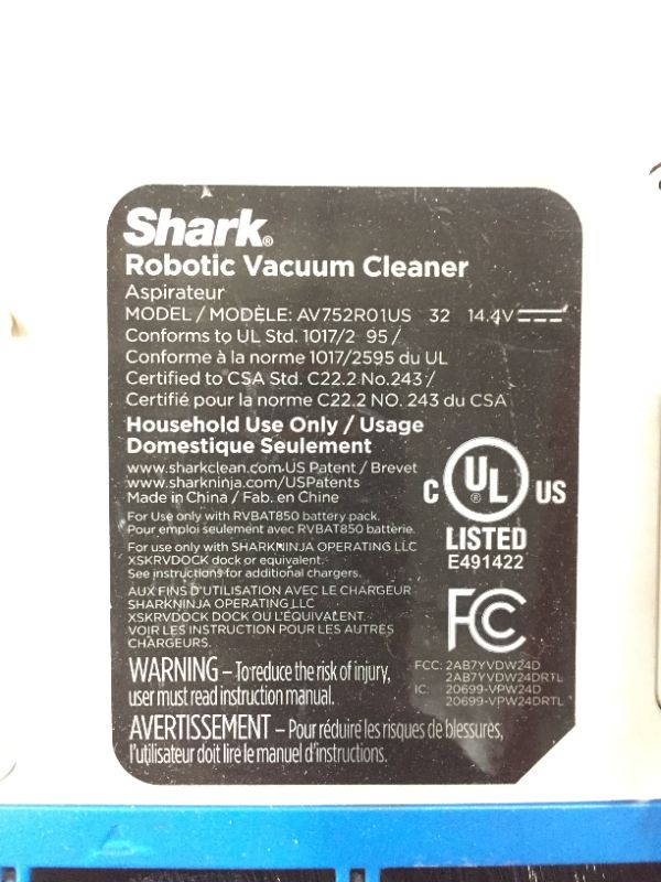 Photo 6 of Shark AV752 ION Robot Vacuum, with Tri-Brush System, Wi-Fi Connected, 120min Runtime, Works with Alexa, Multi-Surface Cleaning, White