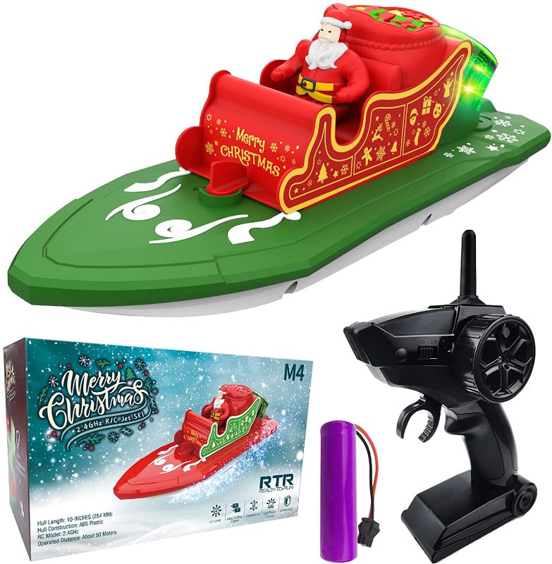 Photo 1 of IOKUKI 2.4G RC Boats for Kids - Remote Control Boat for Kids & Adults for Lakes & Pools with Rechargeable Batteries / Dual Motors/ Charger Cable & Low Battery Prompt Toy Boat (Green)