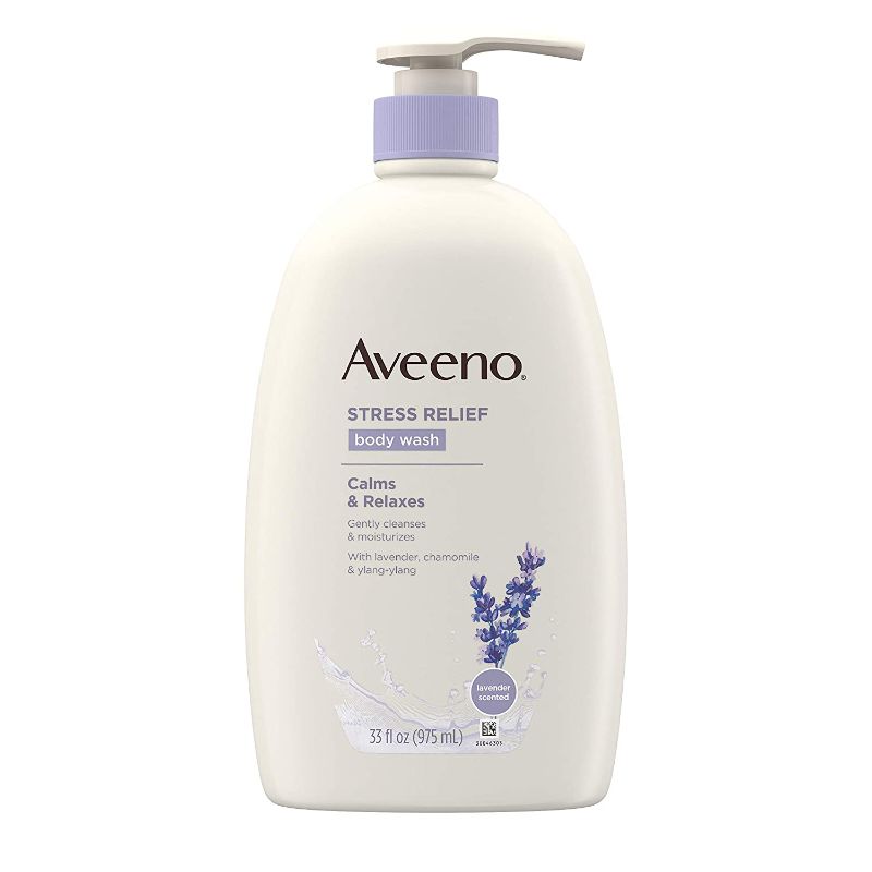 Photo 1 of Aveeno Stress Relief Body Wash with Soothing Oat Lavender Chamomile & Ylang-Ylang Essential Oils Hypoallergenic Dye-Free & Soap-Free Calming Body Wash gentle on Sensitive Skin 33 fl. oz(Pack of 1)
